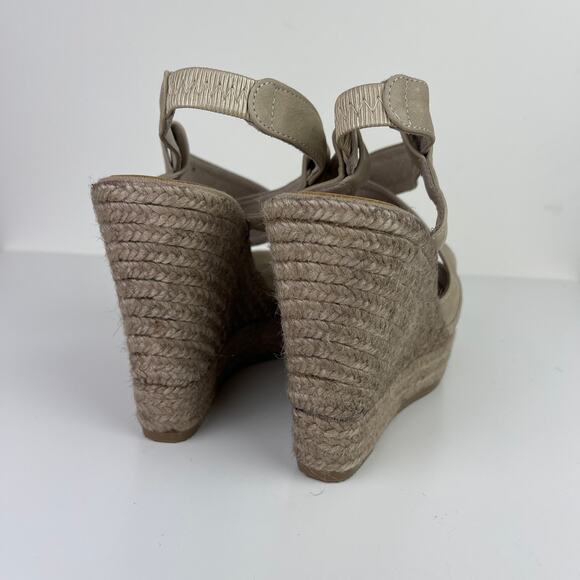 KENNA Beige Tan Espadrille Open Toe Wedge Sandal Heels 39 40 MISMATCH* - Picture 4 of 8